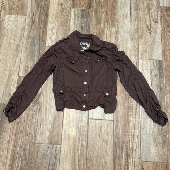 Michael Kors Brown Light Weight Crop Jacket - Picture 1 of 3